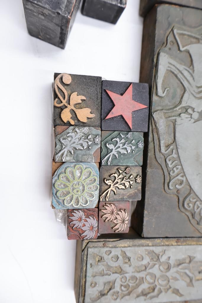 Large Collection of Antique Printing Plates, Copper Engraving Blocks & Letterpress Dies - 7