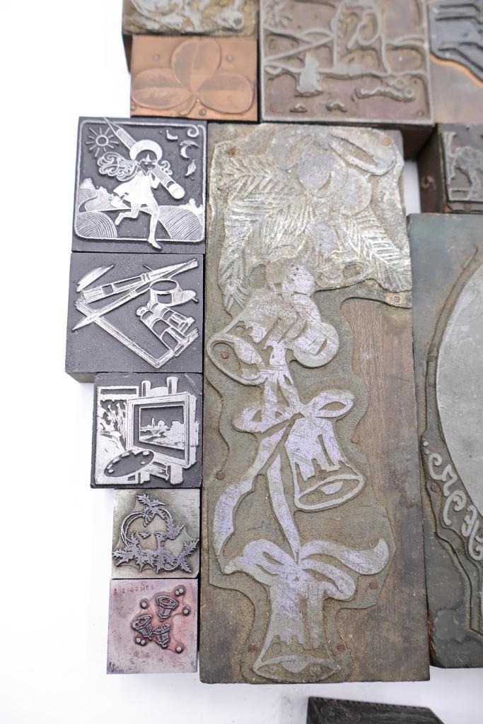 Large Collection of Antique Printing Plates, Copper Engraving Blocks & Letterpress Dies - 8