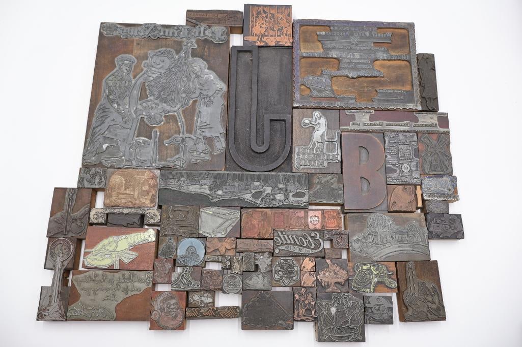 Collection of vintage letterpress printing blocks - 2