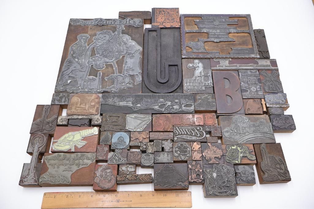 Collection of vintage letterpress printing blocks - 3
