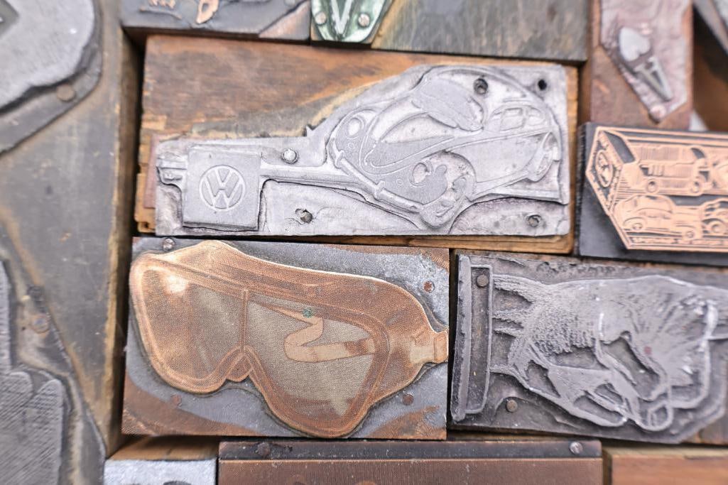 These are a collection of vintage letterpress printing blocks and copper cuts - 10