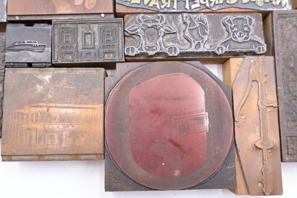 These are a collection of vintage letterpress printing blocks and copper cuts - 20