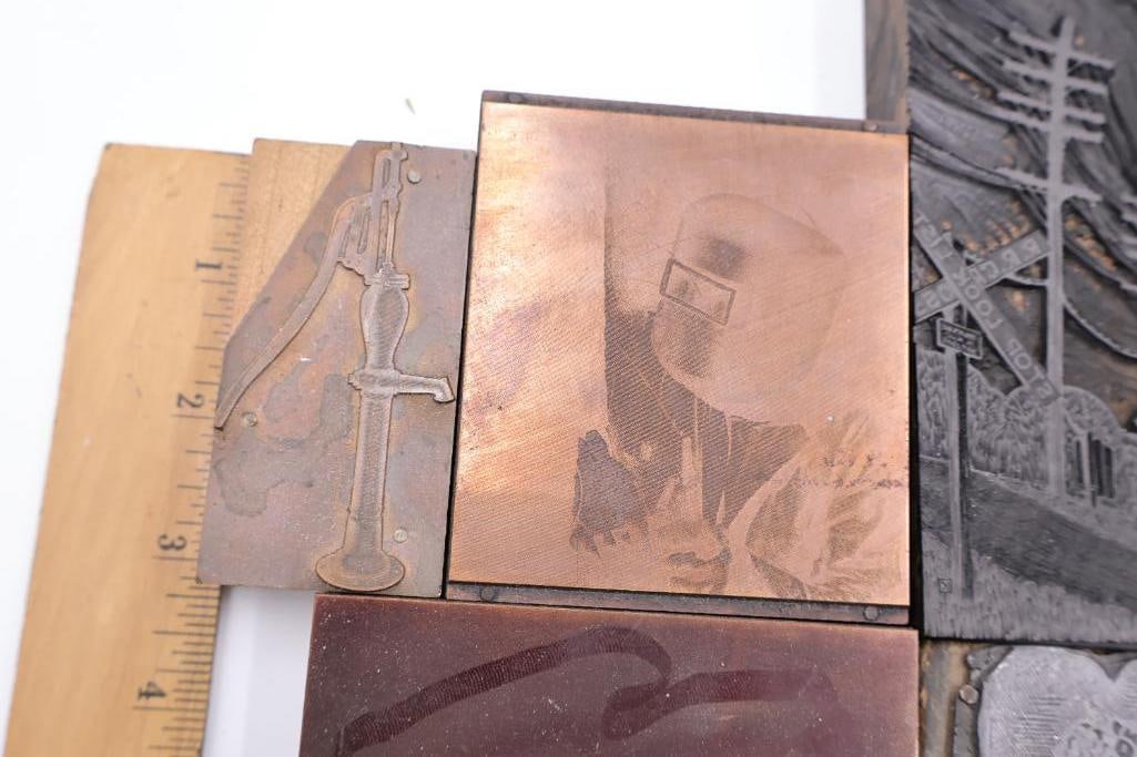 These are a collection of vintage letterpress printing blocks and copper cuts - 2