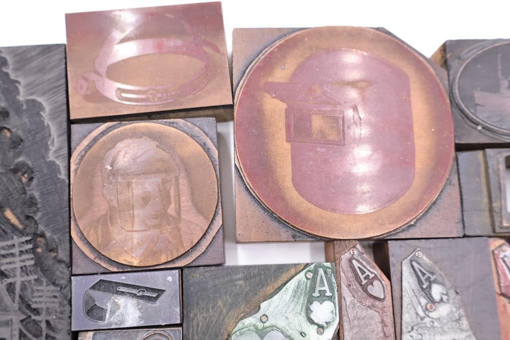 These are a collection of vintage letterpress printing blocks and copper cuts - 7
