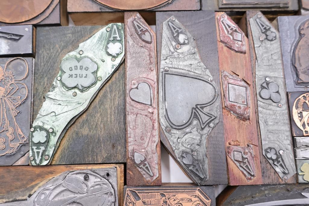 These are a collection of vintage letterpress printing blocks and copper cuts - 9