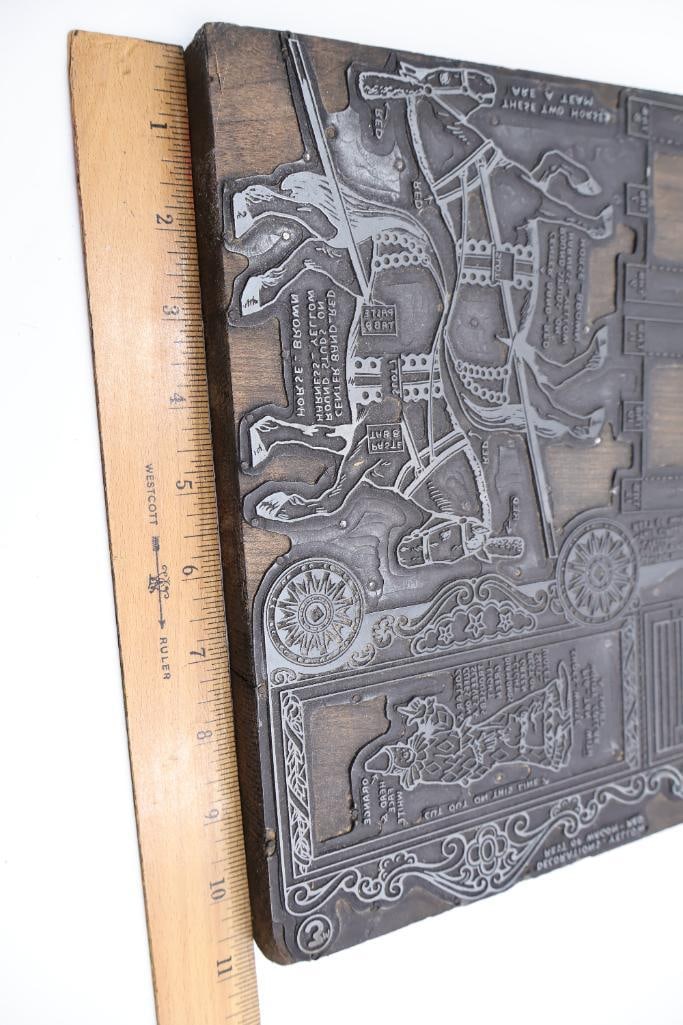 Lot of Antique Circus & Carnival Printing Blocks Wood Type, Copper & Lead Printing Plates - 10