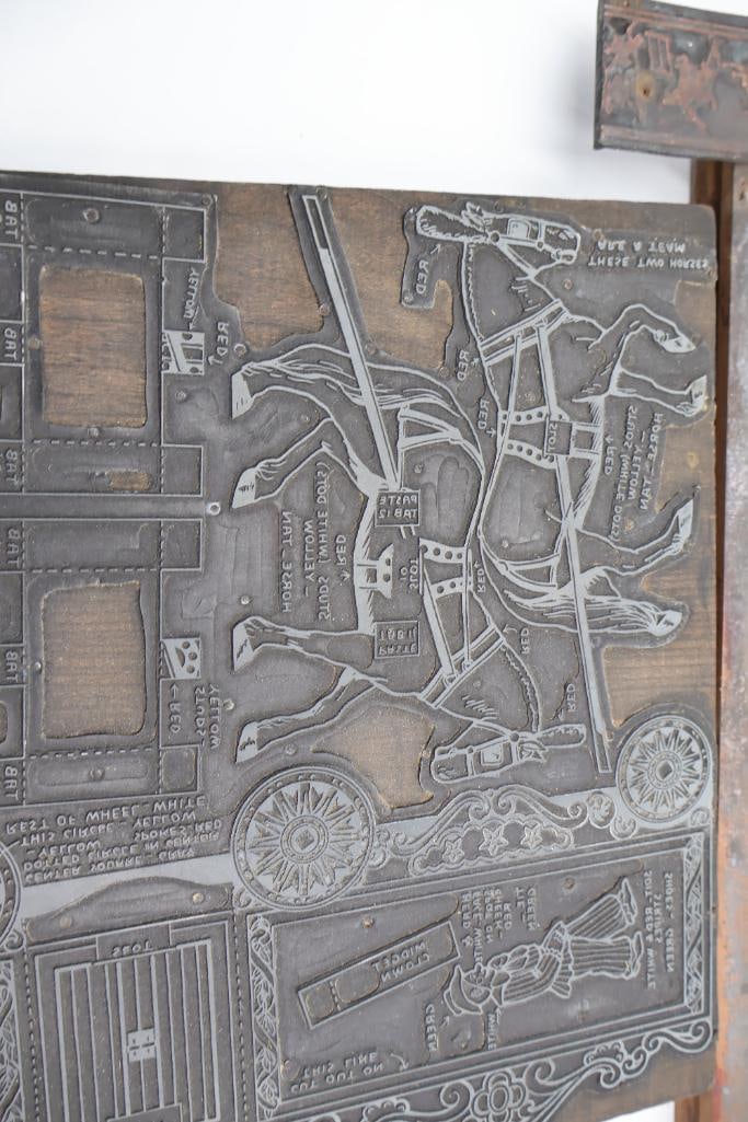Lot of Antique Circus & Carnival Printing Blocks Wood Type, Copper & Lead Printing Plates - 14