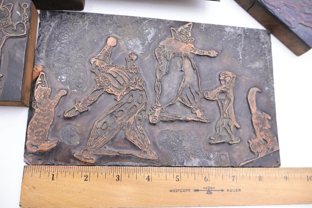 Lot of Antique Circus & Carnival Printing Blocks Wood Type, Copper & Lead Printing Plates - 2