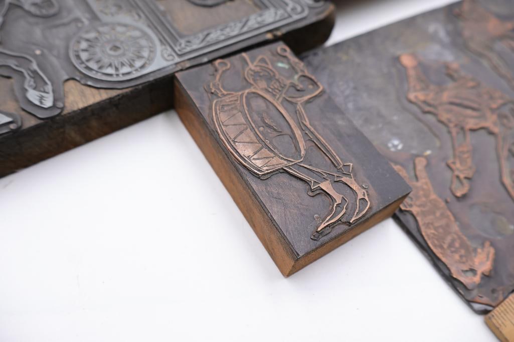 Lot of Antique Circus & Carnival Printing Blocks Wood Type, Copper & Lead Printing Plates - 3