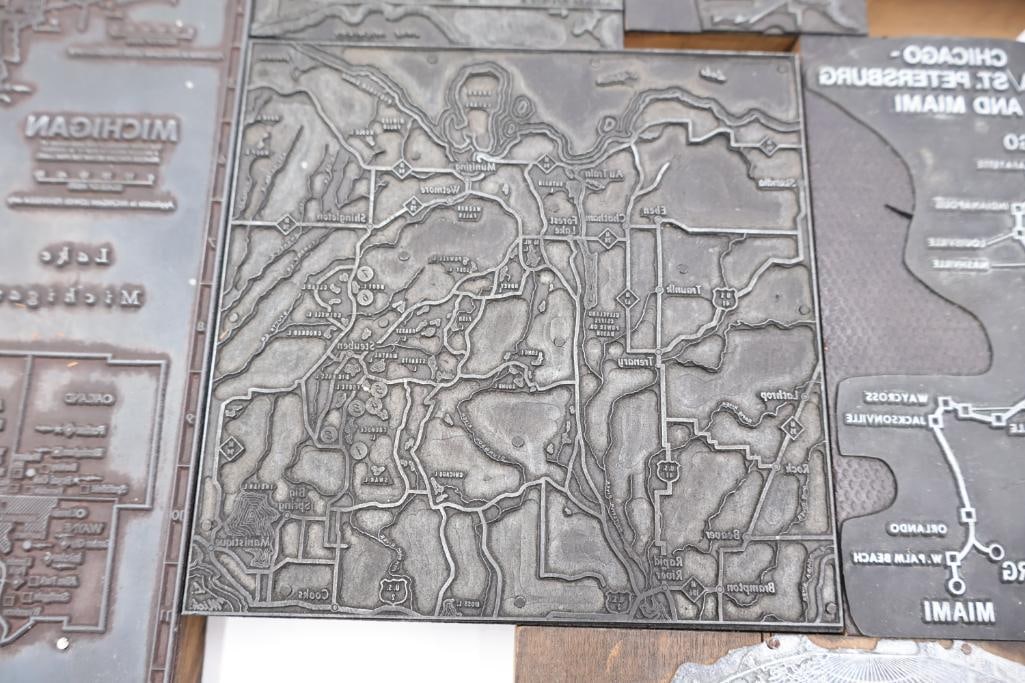 Printing Blocks - Assorted Maps, Cartography, and University Layouts - 10