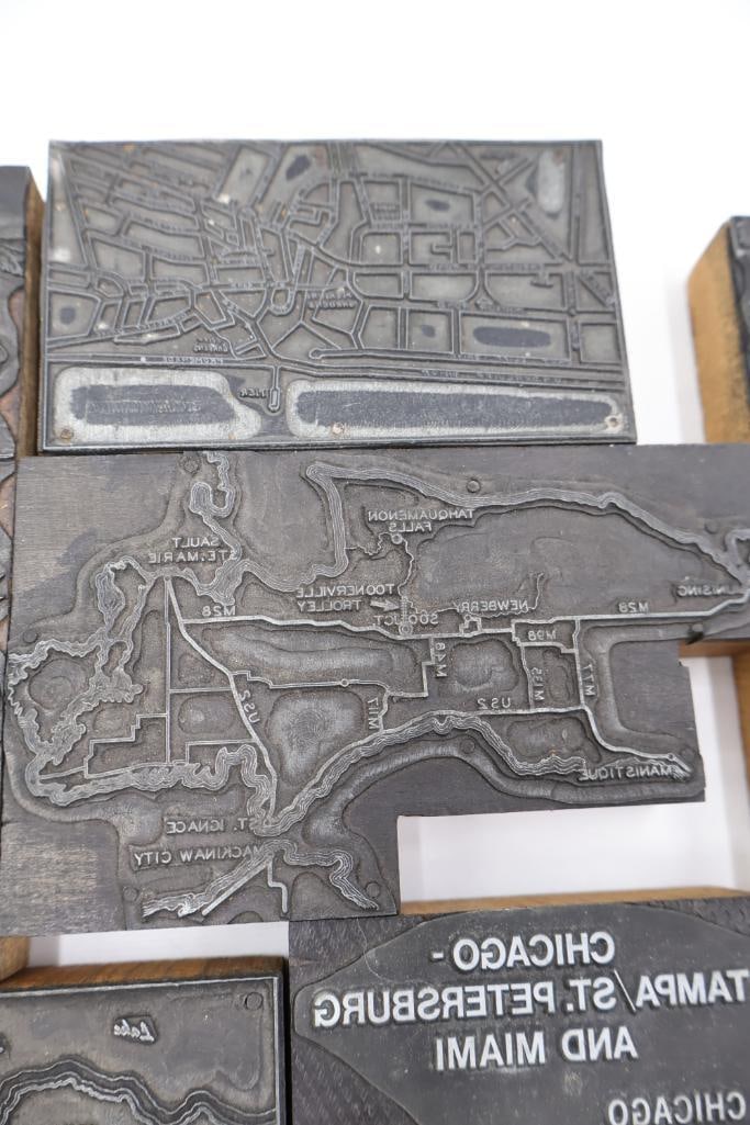 Printing Blocks - Assorted Maps, Cartography, and University Layouts - 13