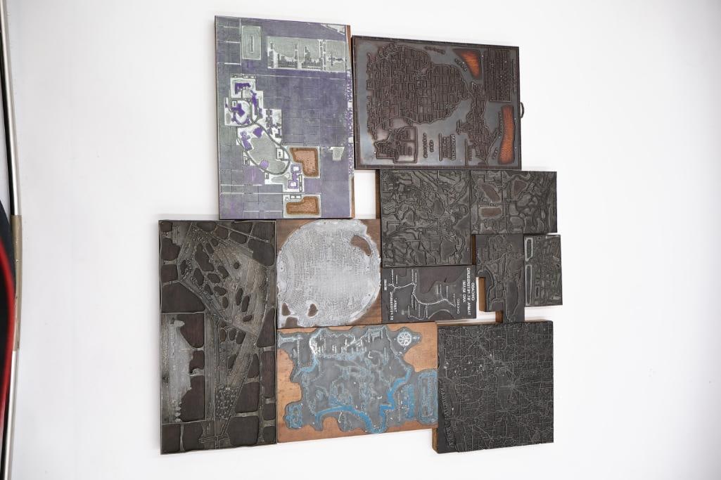 Printing Blocks - Assorted Maps, Cartography, and University Layouts - 2