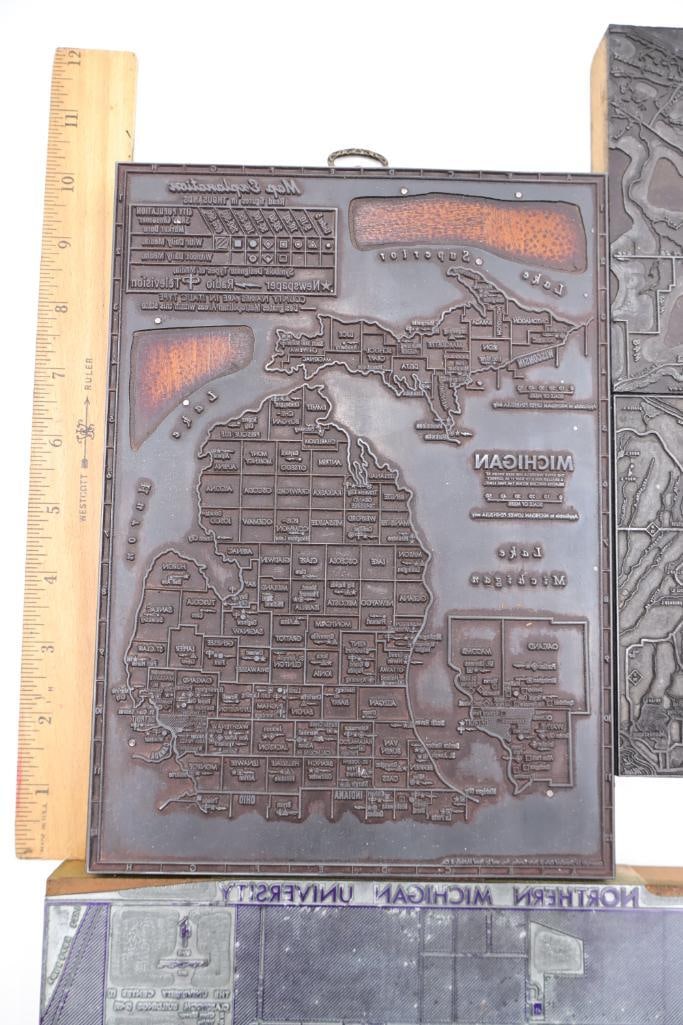 Printing Blocks - Assorted Maps, Cartography, and University Layouts - 7