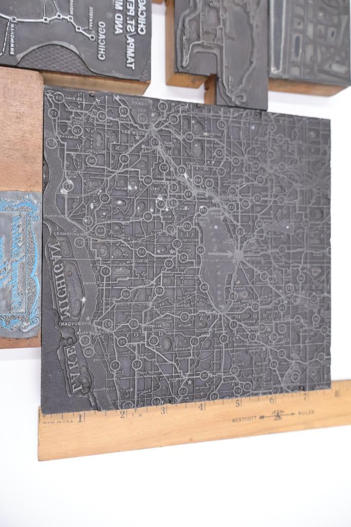 Printing Blocks - Assorted Maps, Cartography, and University Layouts - 9