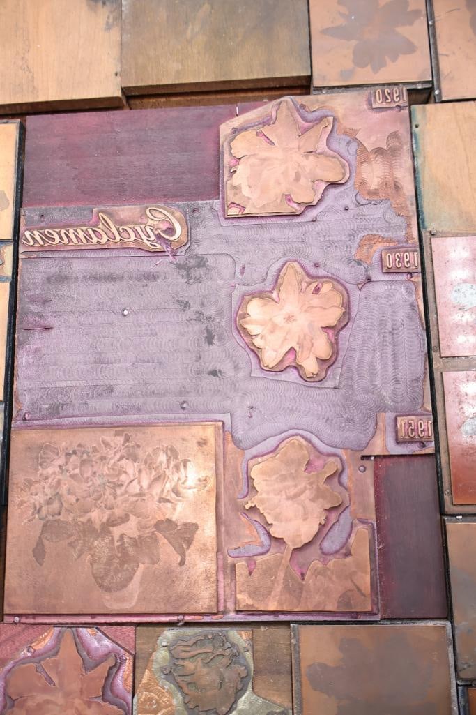 vintage collection of printing press plates or letterpress blocks - 11