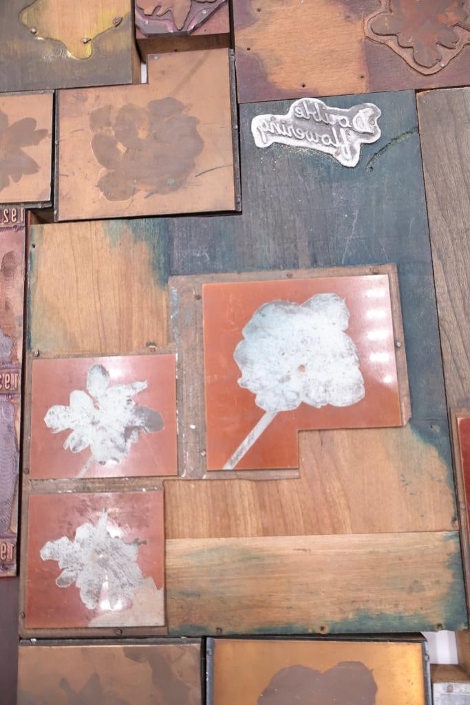 vintage collection of printing press plates or letterpress blocks - 12