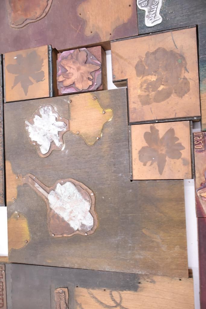 vintage collection of printing press plates or letterpress blocks - 17