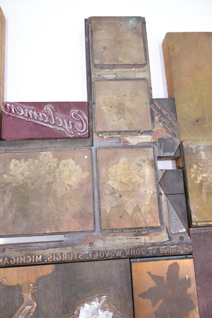 vintage collection of printing press plates or letterpress blocks - 18
