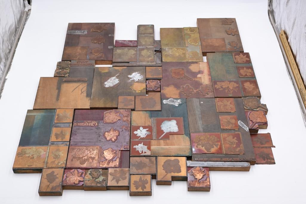 vintage collection of printing press plates or letterpress blocks - 2