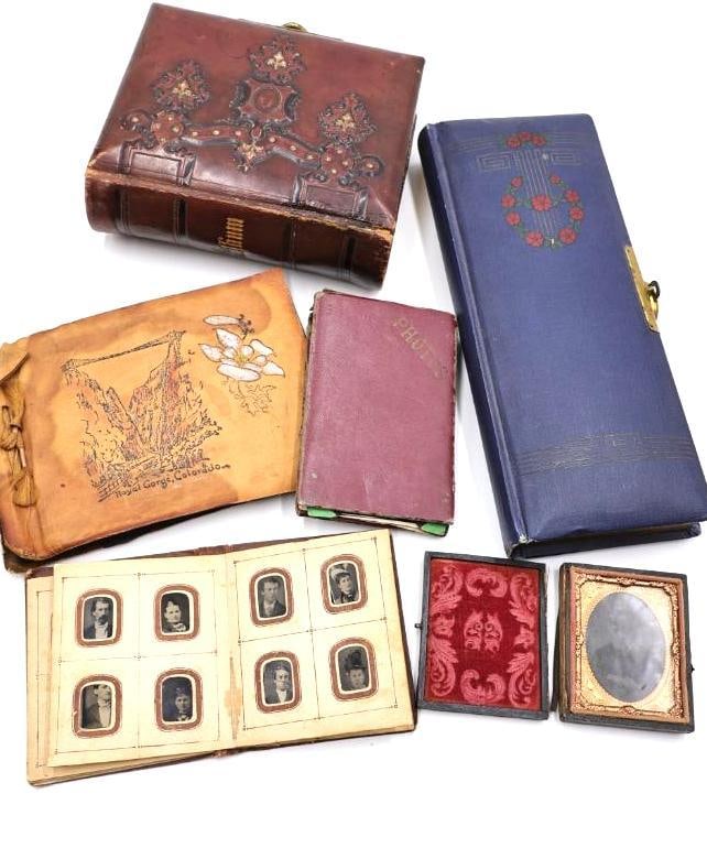 Lot of Antique 19th & Early 20th Century Photo Albums & Daguerreotype/Tintype Case (1 of 20)