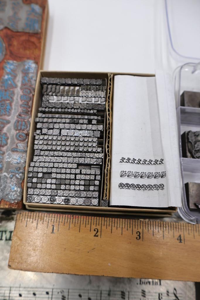 Collection of Vintage Printing Blocks, Music Plates & Letterpress Printing Accessories - 14