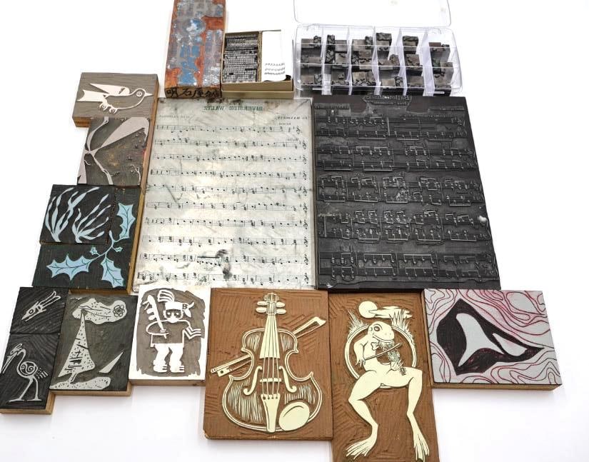 Collection of Vintage Printing Blocks, Music Plates & Letterpress Printing Accessories (1 of 20)