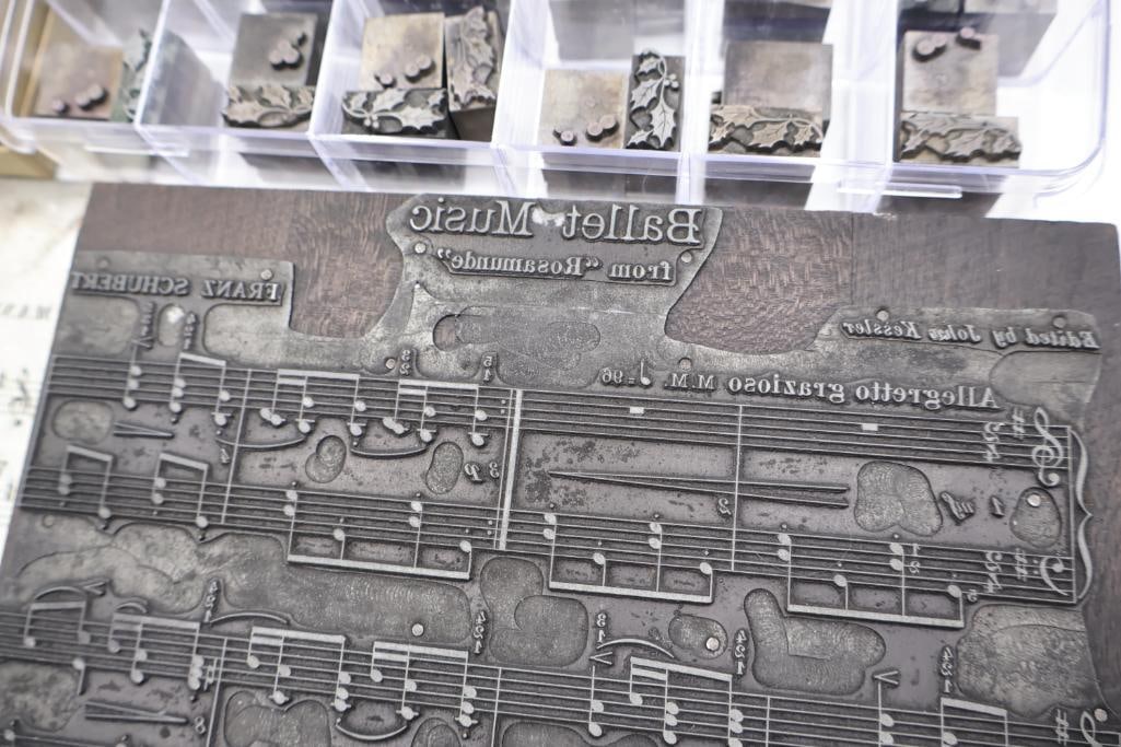 Collection of Vintage Printing Blocks, Music Plates & Letterpress Printing Accessories - 3