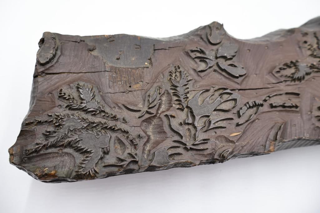 Collection of Antique Ornate Wood Printing Blocks & Decorative Carved Plates - 16