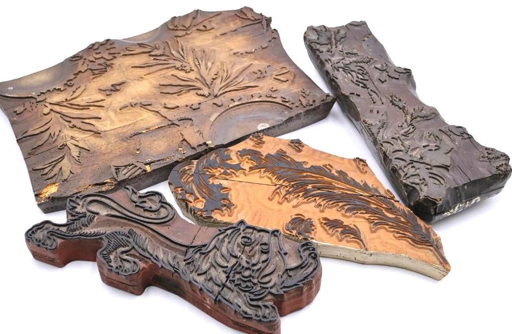 Collection of Antique Ornate Wood Printing Blocks & Decorative Carved Plates (1 of 17)