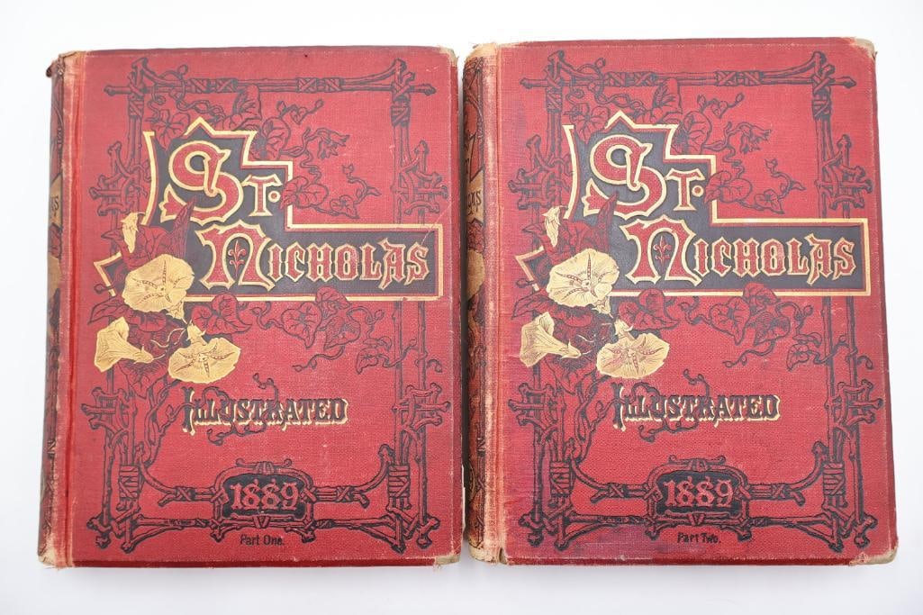 Pair of Antique 18881889 St. Nicholas: An Illustrated Magazine: Pair of antique St. Nicholas: An Illustrated Magazine for Young Folks hardcover volumes conducted by Mary Mapes Dodge and published by The Century Co., New York and T. Fisher Unwin, London.