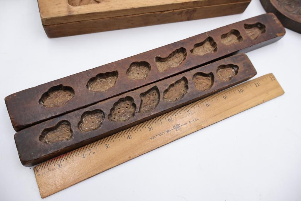 Antique, hand-carved wooden molds - 15