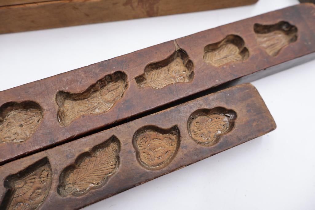 Antique, hand-carved wooden molds - 17