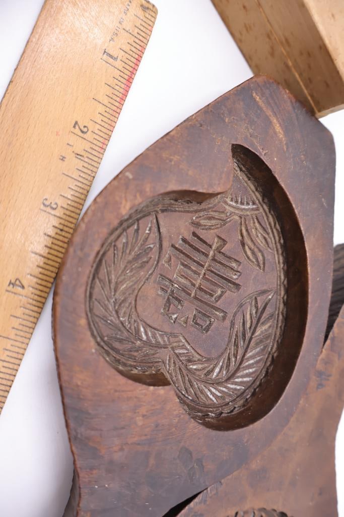 Antique, hand-carved wooden molds - 19