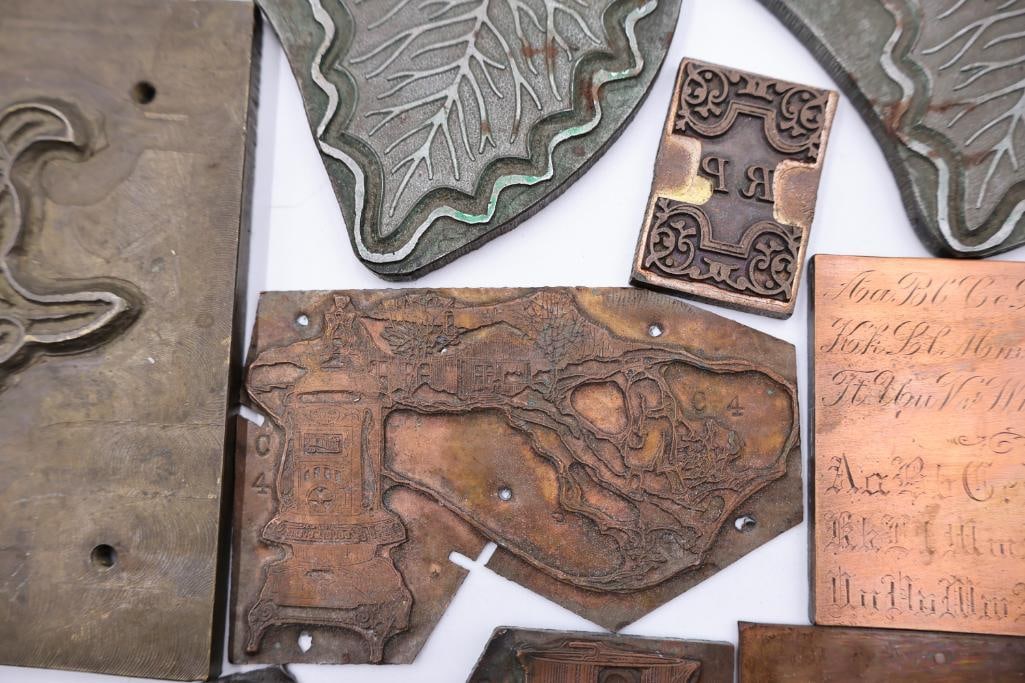 Collection of vintage metal printer blocks and letterpress plates - 11
