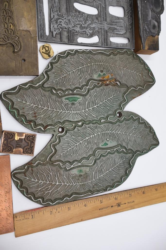 Collection of vintage metal printer blocks and letterpress plates - 12