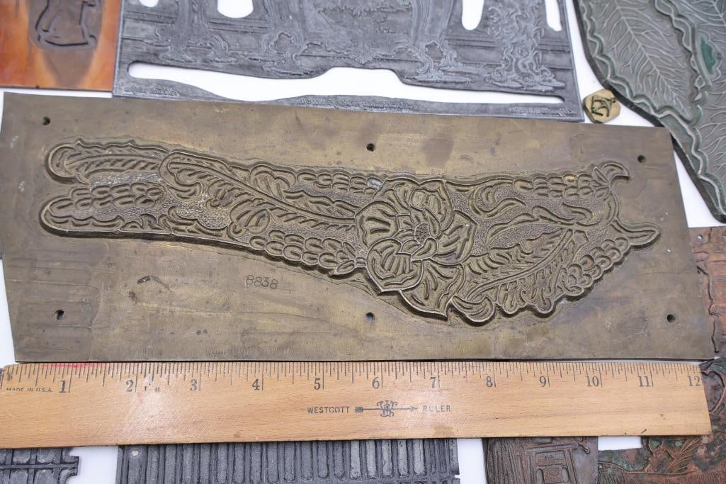 Collection of vintage metal printer blocks and letterpress plates - 13