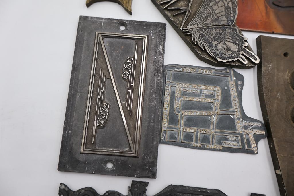 Collection of vintage metal printer blocks and letterpress plates - 15