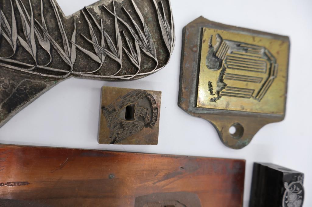 Collection of vintage metal printer blocks and letterpress plates - 17