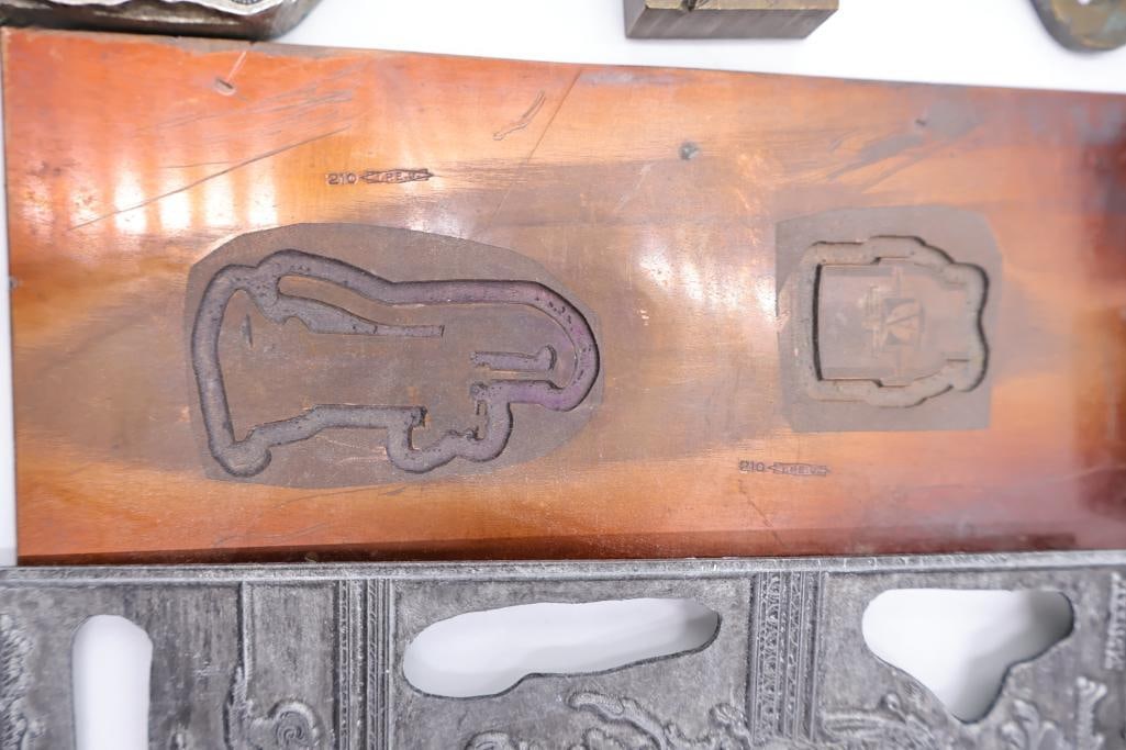 Collection of vintage metal printer blocks and letterpress plates - 18