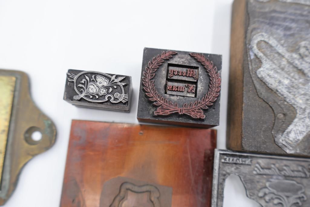 Collection of vintage metal printer blocks and letterpress plates - 19