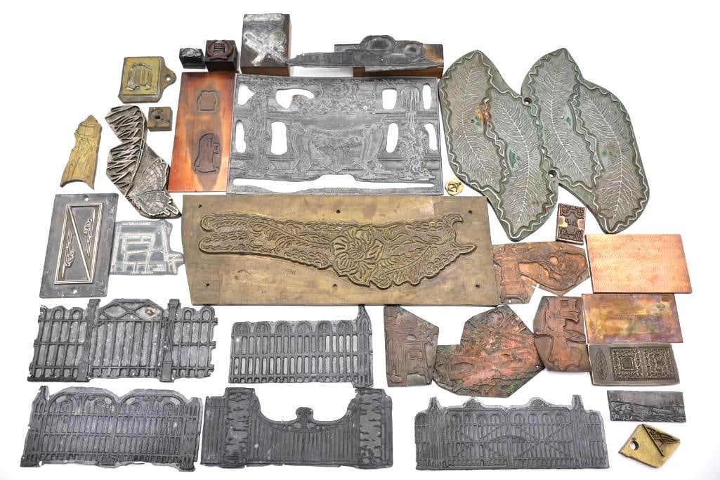 Collection of vintage metal printer blocks and letterpress plates (1 of 20)