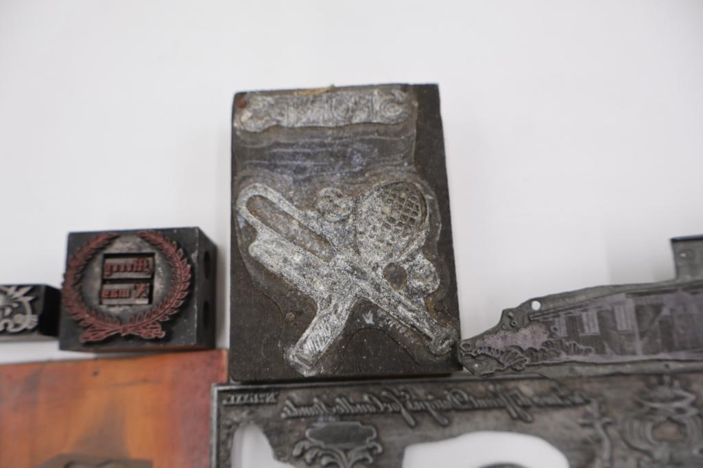 Collection of vintage metal printer blocks and letterpress plates - 20