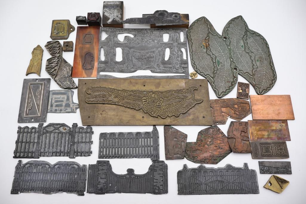 Collection of vintage metal printer blocks and letterpress plates - 2