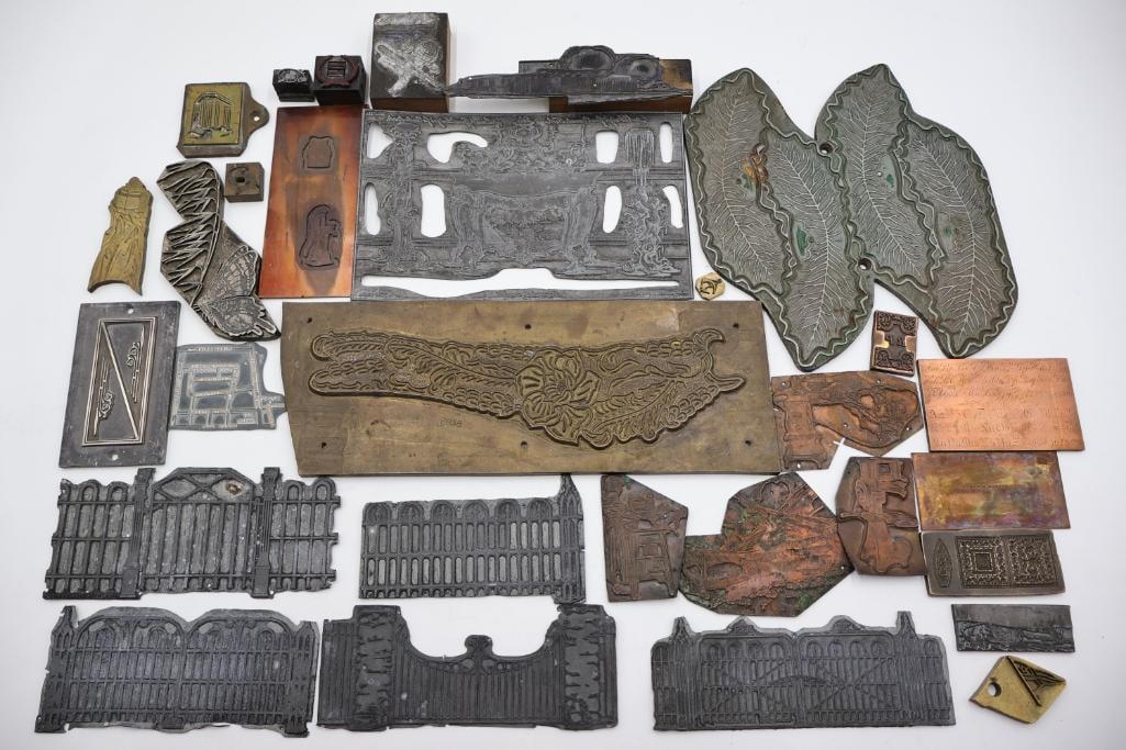 Collection of vintage metal printer blocks and letterpress plates - 3