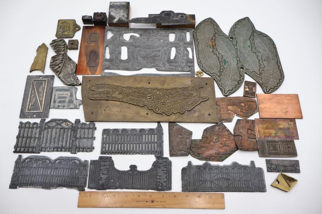 Collection of vintage metal printer blocks and letterpress plates - 4
