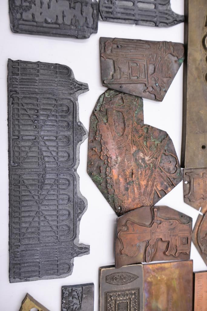 Collection of vintage metal printer blocks and letterpress plates - 7