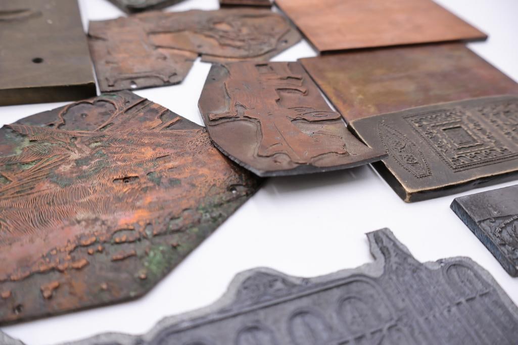 Collection of vintage metal printer blocks and letterpress plates - 8