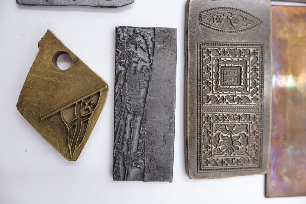 Collection of vintage metal printer blocks and letterpress plates - 9