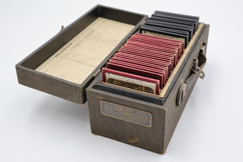 Vintage Keystone View Company Stereoview Slide Collection in Original Storage Box - 2
