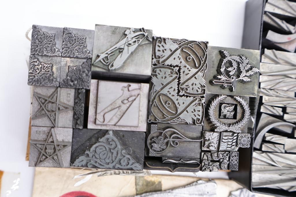 Large Collection of Vintage Printing Blocks, Letterpress Type & Advertising Cuts - 16